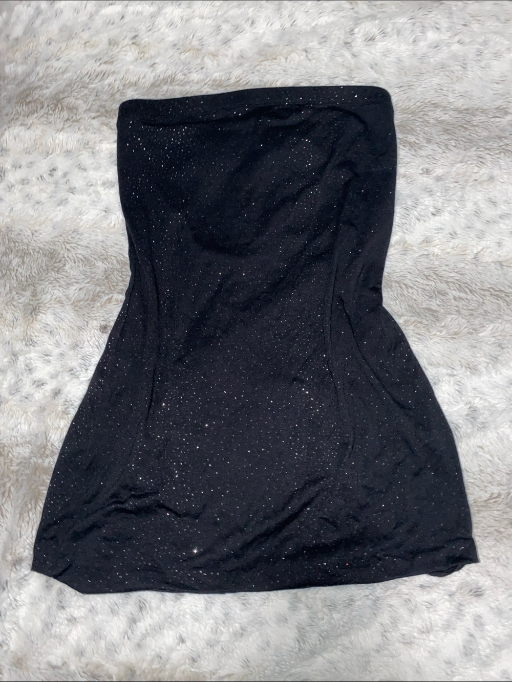 Strapless Black Sparkle Tube Dress